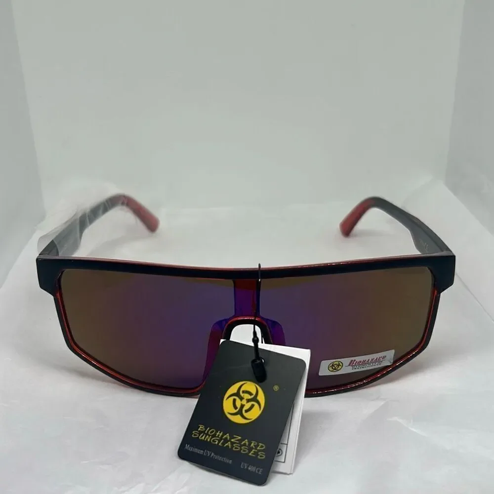 Biohazard Mirrored Shield Sunglasses – Model BZ66302